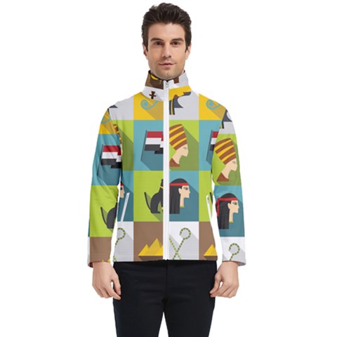 Egypt Travel Items Icons Set Flat Style Men s Bomber Jacket by Bedest