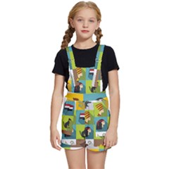 Egypt Travel Items Icons Set Flat Style Kids  Short Overalls by Bedest