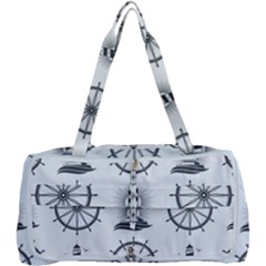 Marine Nautical Seamless Pattern With Vintage Lighthouse Wheel Multi Function Bag