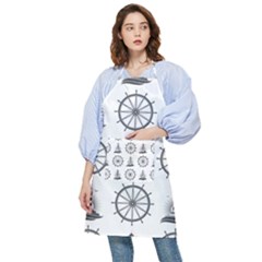 Marine Nautical Seamless Pattern With Vintage Lighthouse Wheel Pocket Apron