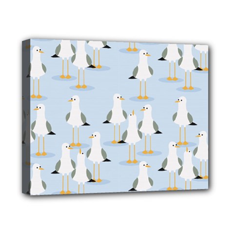 Cute Seagulls Seamless Pattern Light Blue Background Canvas 10  X 8  (stretched)