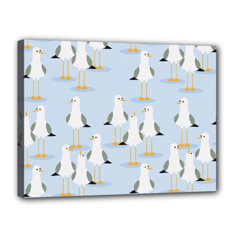 Cute Seagulls Seamless Pattern Light Blue Background Canvas 16  X 12  (stretched) by Bedest