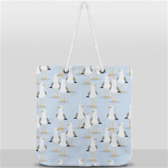 Cute Seagulls Seamless Pattern Light Blue Background Full Print Rope Handle Tote (large) by Bedest