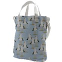 Cute Seagulls Seamless Pattern Light Blue Background Canvas Messenger Bag View1