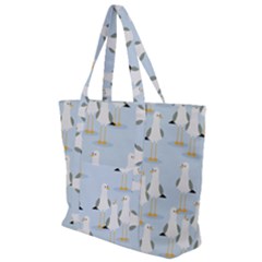 Cute Seagulls Seamless Pattern Light Blue Background Zip Up Canvas Bag by Bedest