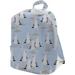 Cute Seagulls Seamless Pattern Light Blue Background Zip Up Backpack by Bedest