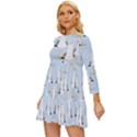 Cute Seagulls Seamless Pattern Light Blue Background Long Sleeve Babydoll Dress View2