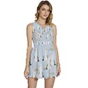 Cute Seagulls Seamless Pattern Light Blue Background Sleeveless High Waist Mini Dress View1