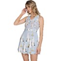 Cute Seagulls Seamless Pattern Light Blue Background Sleeveless High Waist Mini Dress View2