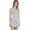 Cute Seagulls Seamless Pattern Light Blue Background Sleeveless High Waist Mini Dress View3