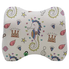 Seamless Pattern Cute Unicorn Cartoon Hand Drawn Velour Head Support Cushion by Bedest