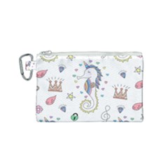 Seamless Pattern Cute Unicorn Cartoon Hand Drawn Canvas Cosmetic Bag (small) by Bedest