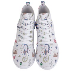 Seamless Pattern Cute Unicorn Cartoon Hand Drawn Men s Lightweight High Top Sneakers by Bedest