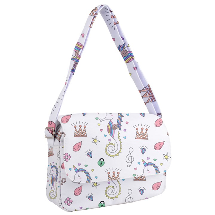 Seamless Pattern Cute Unicorn Cartoon Hand Drawn Courier Bag