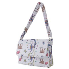 Seamless Pattern Cute Unicorn Cartoon Hand Drawn Full Print Messenger Bag (m) by Bedest