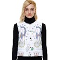 Seamless Pattern Cute Unicorn Cartoon Hand Drawn Women s Button Up Puffer Vest View1