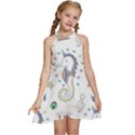 Seamless Pattern Cute Unicorn Cartoon Hand Drawn Kids  Halter Collar Waist Tie Chiffon Dress View1