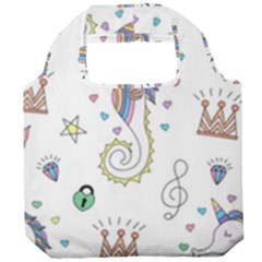 Seamless Pattern Cute Unicorn Cartoon Hand Drawn Foldable Grocery Recycle Bag by Bedest