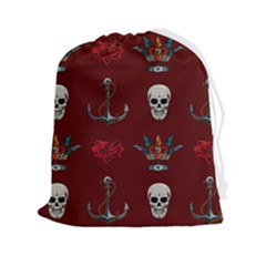 Tattoo Old School Background Pattern Drawstring Pouch (2xl) by Bedest