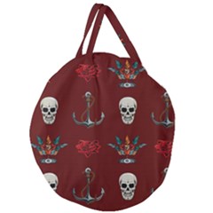 Tattoo Old School Background Pattern Giant Round Zipper Tote by Bedest