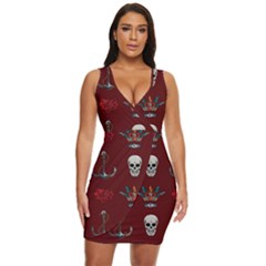 Tattoo Old School Background Pattern Draped Bodycon Dress by Bedest