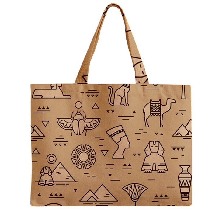 Egyptian Seamless Pattern Symbols Landmarks Signs Egypt Zipper Mini Tote Bag