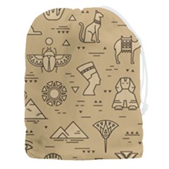 Egyptian Seamless Pattern Symbols Landmarks Signs Egypt Drawstring Pouch (3xl) by Bedest