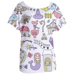 Fantasy Things Doodle Style Vector Illustration Women s Oversized T-shirt by Bedest