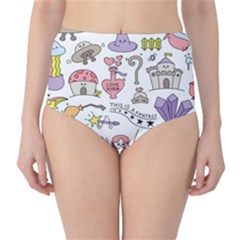 Fantasy Things Doodle Style Vector Illustration Classic High-waist Bikini Bottoms by Bedest