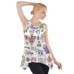 Fantasy Things Doodle Style Vector Illustration Side Drop Tank Tunic by Bedest