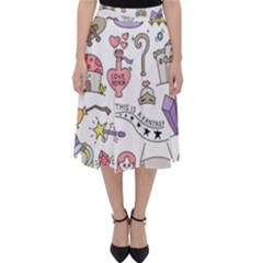 Fantasy Things Doodle Style Vector Illustration Classic Midi Skirt by Bedest