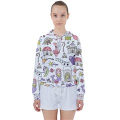 Fantasy Things Doodle Style Vector Illustration Women s Tie Up Sweat by Bedest