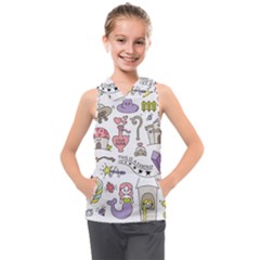 Fantasy Things Doodle Style Vector Illustration Kids  Sleeveless Hoodie by Bedest