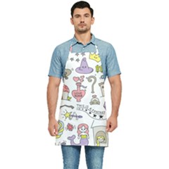 Fantasy Things Doodle Style Vector Illustration Kitchen Apron by Bedest