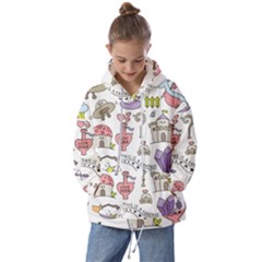 Fantasy Things Doodle Style Vector Illustration Kids  Oversized Hoodie by Bedest