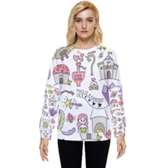 Fantasy Things Doodle Style Vector Illustration Hidden Pocket Sweatshirt