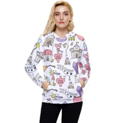 Fantasy Things Doodle Style Vector Illustration Women s Lightweight Drawstring Hoodie by Bedest