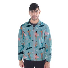 Beach Surfing Surfers With Surfboards Surfer Rides Wave Summer Outdoors Surfboards Seamless Pattern Men s Windbreaker by Bedest