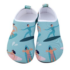 Beach Surfing Surfers With Surfboards Surfer Rides Wave Summer Outdoors Surfboards Seamless Pattern Women s Sock-style Water Shoes by Bedest