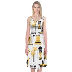 Egypt Symbols Decorative Icons Set Midi Sleeveless Dress by Bedest