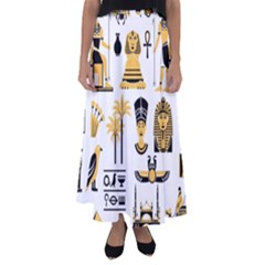 Egypt Symbols Decorative Icons Set Flared Maxi Skirt by Bedest