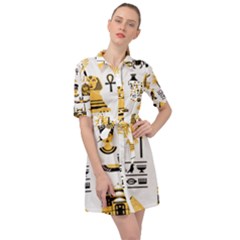 Egypt Symbols Decorative Icons Set Belted Shirt Dress by Bedest