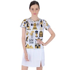 Egypt Symbols Decorative Icons Set Women s Sports Top by Bedest