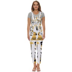 Egypt Symbols Decorative Icons Set Women s Pinafore Overalls Jumpsuit by Bedest