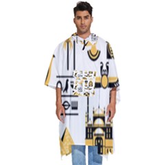 Egypt Symbols Decorative Icons Set Men s Hooded Rain Ponchos by Bedest