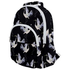 Crane Pattern Rounded Multi Pocket Backpack by Bedest