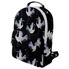 Crane Pattern Flap Pocket Backpack (small)