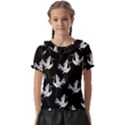 Crane Pattern Kids  Frill Chiffon Blouse View1