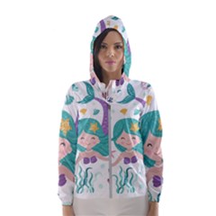 Set Cute Mermaid Seaweeds Marine In Habitants Women s Hooded Windbreaker by Bedest