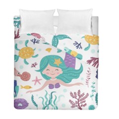 Set Cute Mermaid Seaweeds Marine In Habitants Duvet Cover Double Side (full/ Double Size) by Bedest